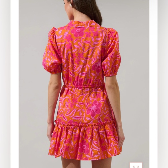 Sugarlips Rea Floral Stacie Button Down Mini Dress, 1X - Picture 2 of 8